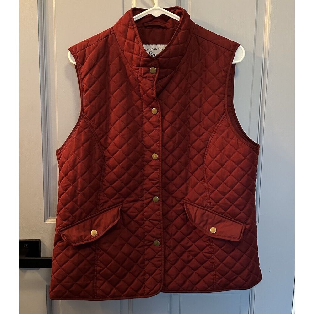 BASS OUTDOOR Women's Trooper Quilted Packable Pomegranate‎ Burgundy Vest- Sz L